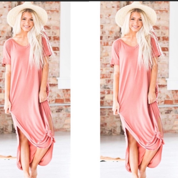 Dresses & Skirts - LAST ONE! Knit V-Neck  Maxi Tee Dress Loungewear